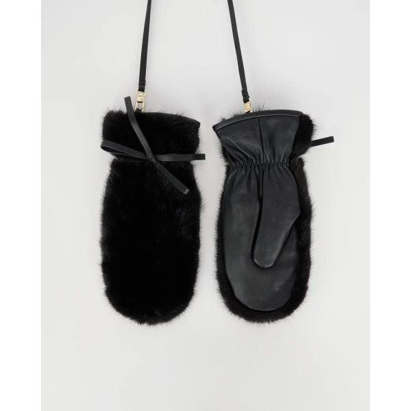 Yves Salomon Mink Fur and Leather Mittens in Black | Gloves | Luxury Shoes 
