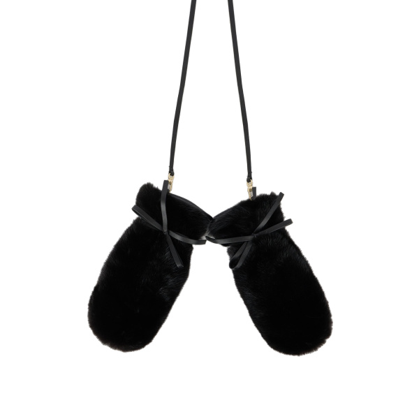 Yves Salomon Mink Fur and Leather Mittens in Black | Women | Luxury Shoes 