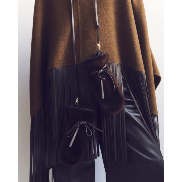 Yves Salomon Mink Fur and Leather Mittens in Brown | Gloves | Luxury Shoes 