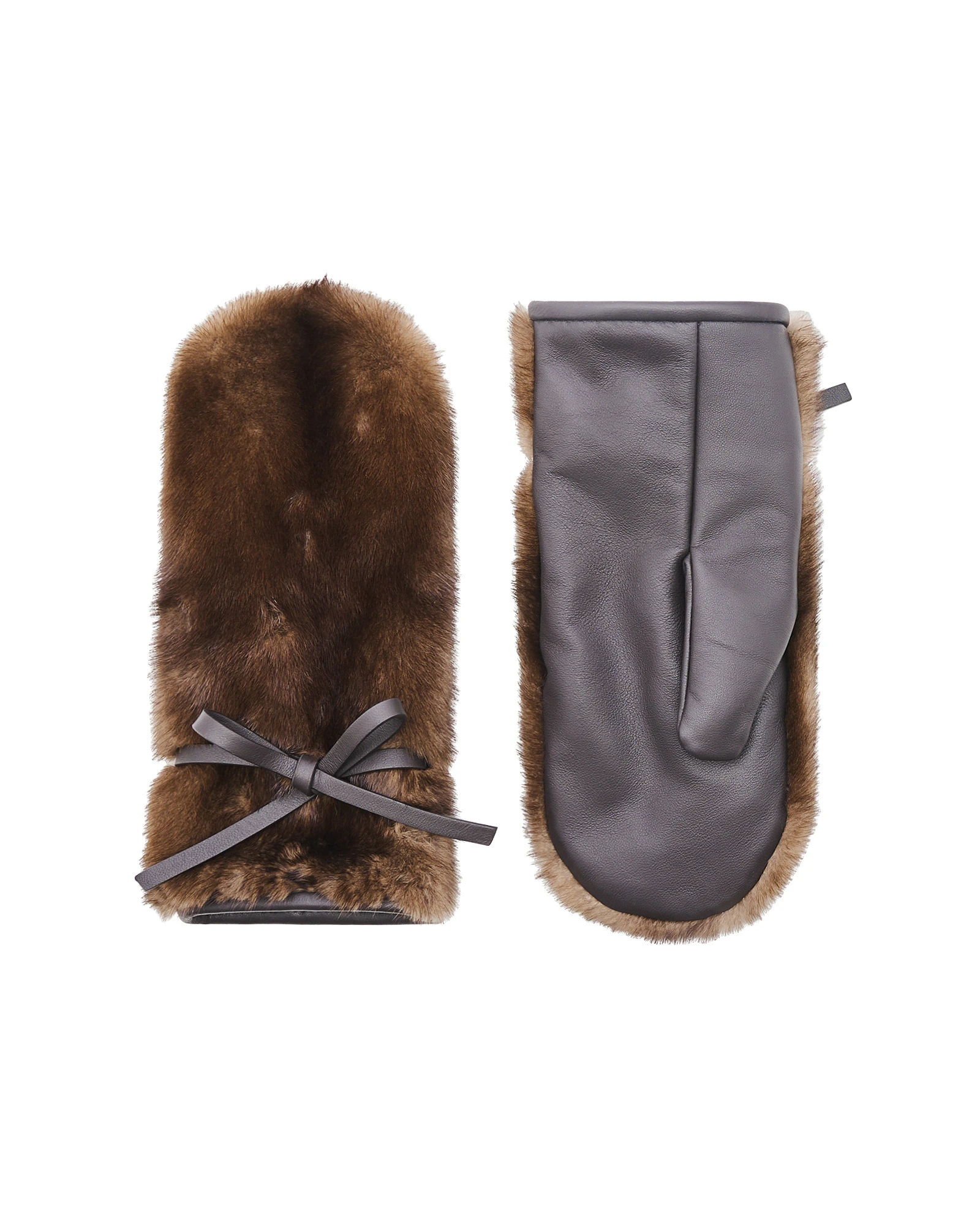 Yves Salomon Mink Fur and Leather Mittens in Brown Yves Salomon Mink Fur and Leather Mittens in Brown | Women | Luxury Shoes