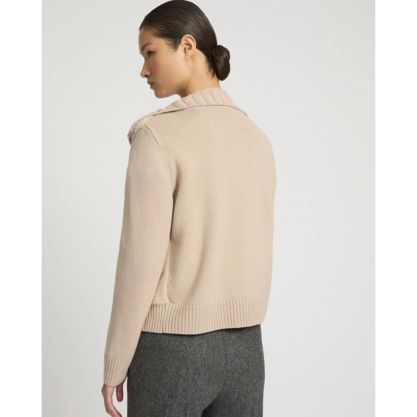 Yves Salomon Mink Fur and Merino Knit Jacket in Beige | Mink Jacket | Luxury Shoes 