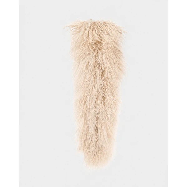 Yves Salomon Mongolian Shearling Scarf in Beige | Scarves | Luxury Shoes 