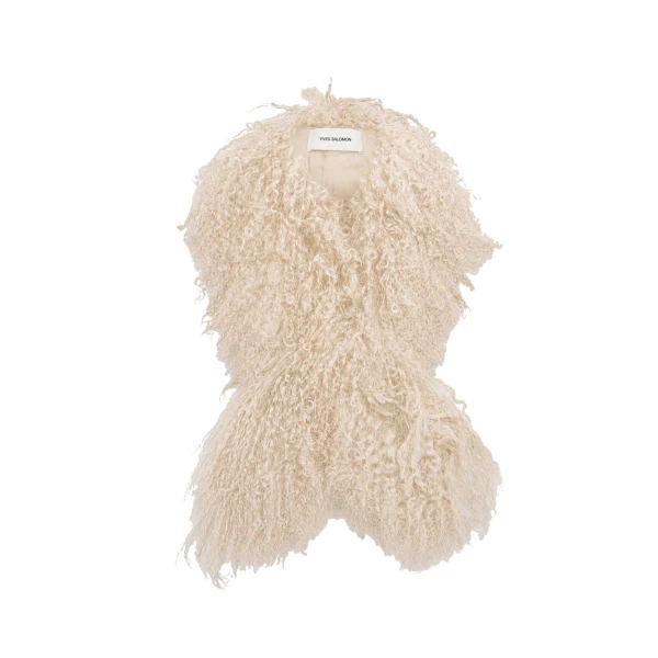 Mongolian Shearling Scarf in Beige