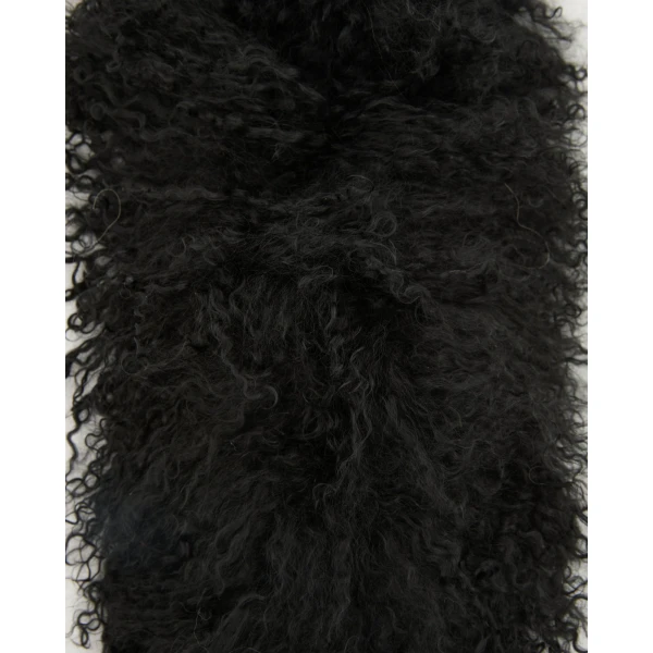Yves Salomon Mongolian Shearling Scarf in Black | Scarves | Luxury Shoes 