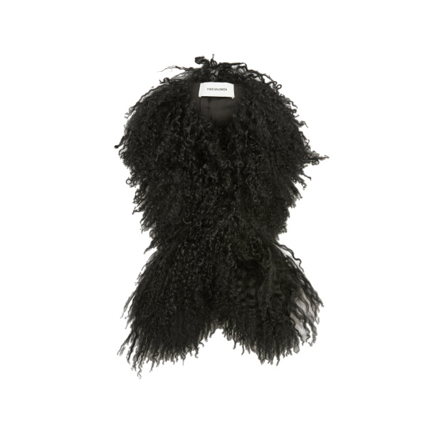Yves Salomon Mongolian Shearling Scarf in Black | Scarves | Luxury Shoes 