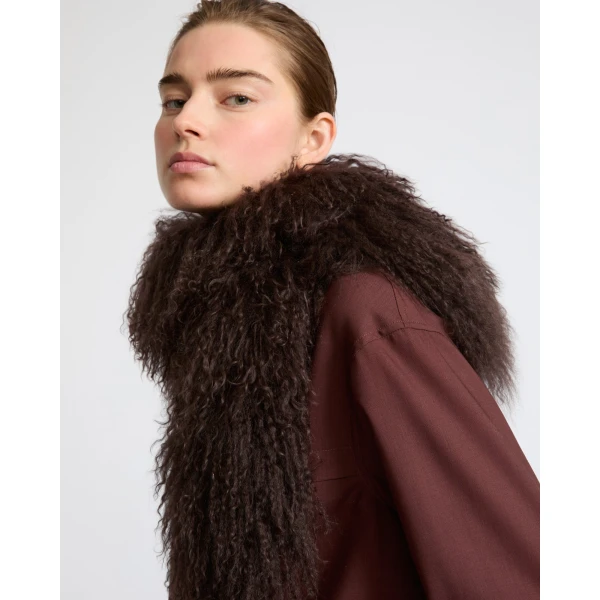 Yves Salomon Mongolian Shearling Scarf in Brown | Scarves | Luxury Shoes 