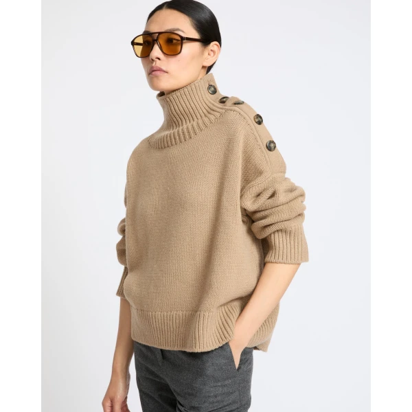 Yves Salomon Oversized Cashmere Wool Knit Jumper in Beige | Sweaters | Luxury Shoes 