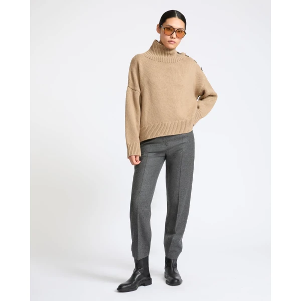 Yves Salomon Oversized Cashmere Wool Knit Jumper in Beige | Sweaters | Luxury Shoes 