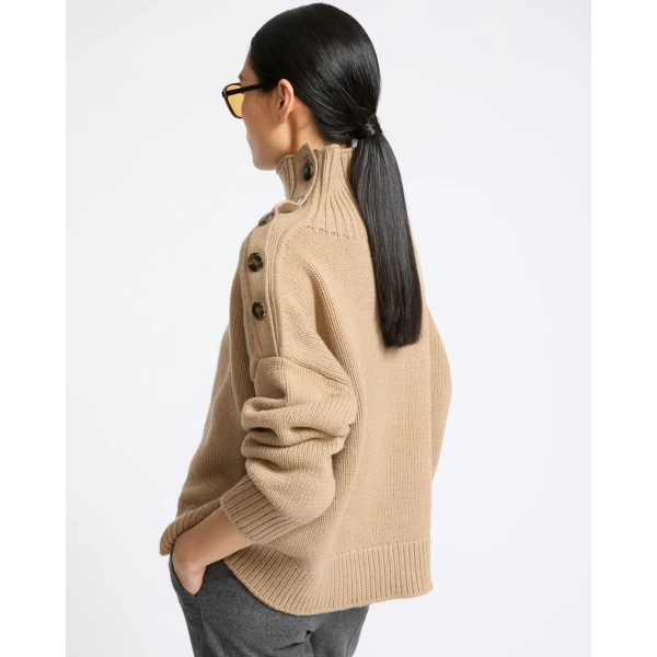 Yves Salomon Oversized Cashmere Wool Knit Jumper in Beige | Sweaters | Luxury Shoes 