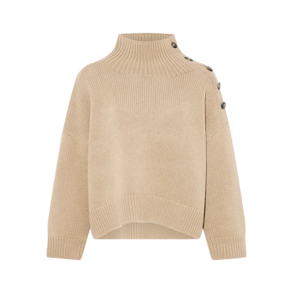 Oversized Cashmere Wool Knit Jumper in Beige