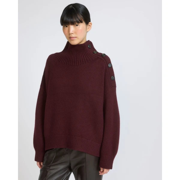 Yves Salomon Oversized Cashmere Wool Knit Jumper in Bordeaux | Sweaters | Luxury Shoes 