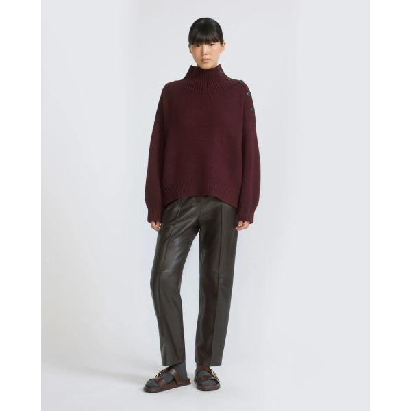 Yves Salomon Oversized Cashmere Wool Knit Jumper in Bordeaux | Sweaters | Luxury Shoes 