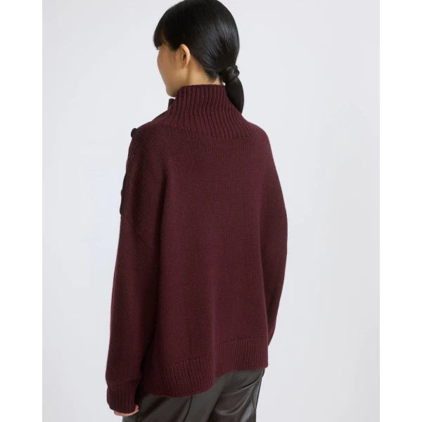 Yves Salomon Oversized Cashmere Wool Knit Jumper in Bordeaux | Sweaters | Luxury Shoes 