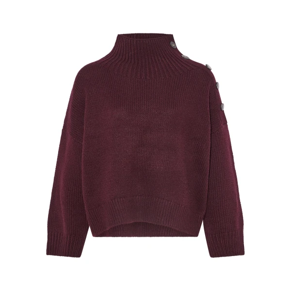 Oversized Cashmere Wool Knit Jumper in Bordeaux