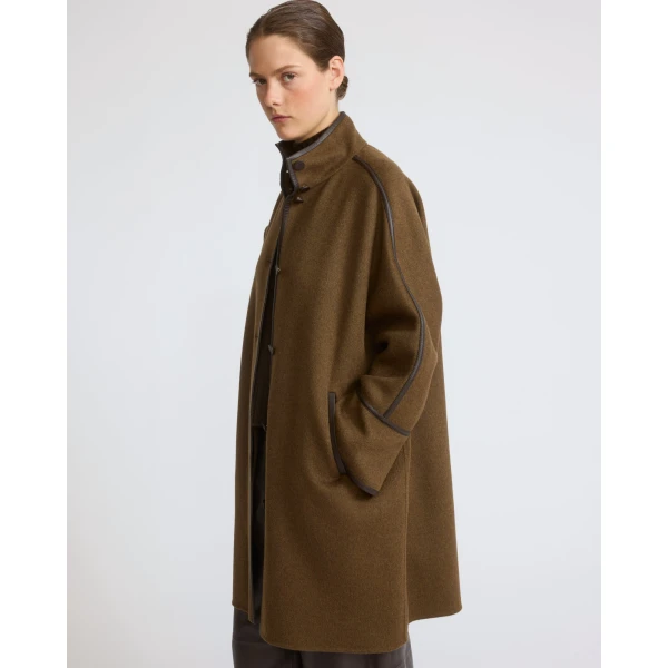 Yves Salomon Oversized Double-Faced Wool Cashmere Coat in Brown | Wool Coat | Luxury Shoes 