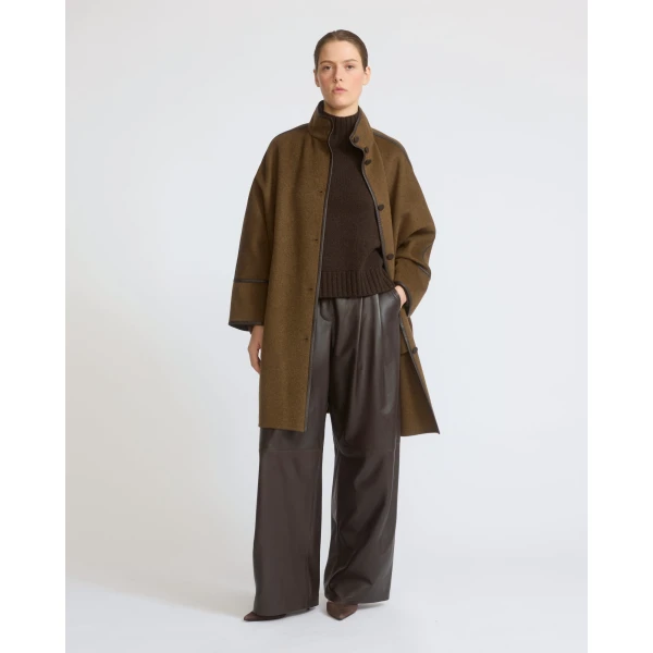 Yves Salomon Oversized Double-Faced Wool Cashmere Coat in Brown | Wool Coat | Luxury Shoes 