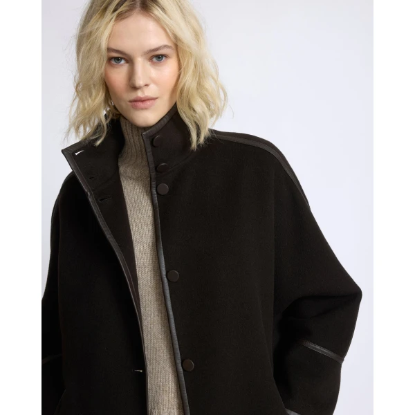 Yves Salomon Oversized Double-Faced Wool Cashmere Coat in Brown | Wool Coat | Luxury Shoes 