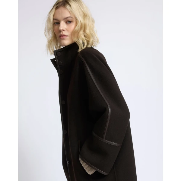 Yves Salomon Oversized Double-Faced Wool Cashmere Coat in Brown | Wool Coat | Luxury Shoes 