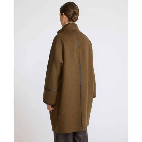 Yves Salomon Oversized Double-Faced Wool Cashmere Coat in Brown | Wool Coat | Luxury Shoes 