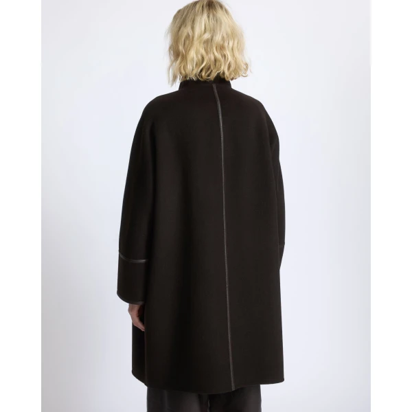 Yves Salomon Oversized Double-Faced Wool Cashmere Coat in Brown | Wool Coat | Luxury Shoes 