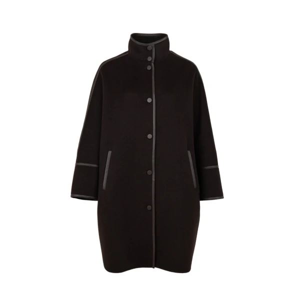 Oversized Double-Faced Wool Cashmere Coat in Brown