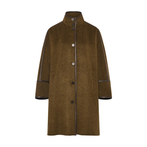 Oversized Double-Faced Wool Cashmere Coat in Brown