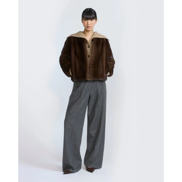 Yves Salomon Oversized Long-Haired Mink Fur Jacket in Brown | Mink Jacket | Luxury Shoes 