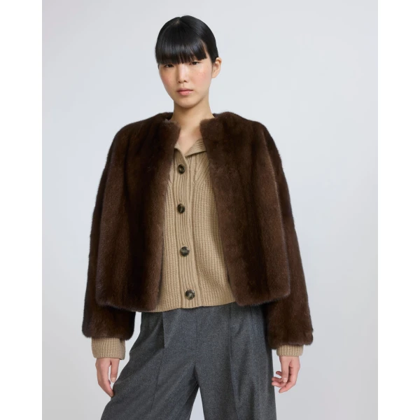 Yves Salomon Oversized Long-Haired Mink Fur Jacket in Brown | Mink Jacket | Luxury Shoes 
