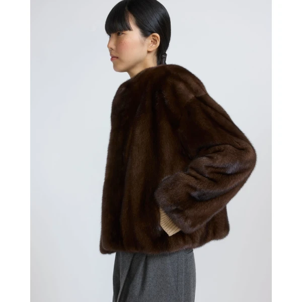 Yves Salomon Oversized Long-Haired Mink Fur Jacket in Brown | Mink Jacket | Luxury Shoes 