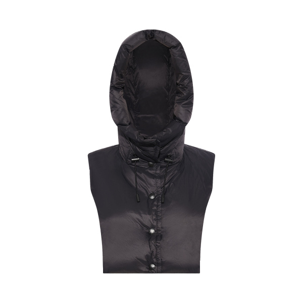 Yves Salomon Padded Hood Bib in Water-Repellent Technical Fabric in Black | Women | Luxury Shoes 