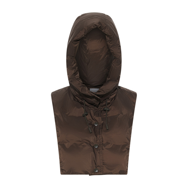Yves Salomon Padded Hood Bib in Water-Repellent Technical Fabric in Brown | Women | Luxury Shoes 