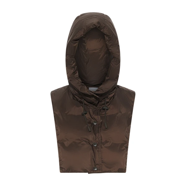 Yves Salomon Padded Hood Bib in Water-Repellent Technical Fabric in Brown | Women | Luxury Shoes 