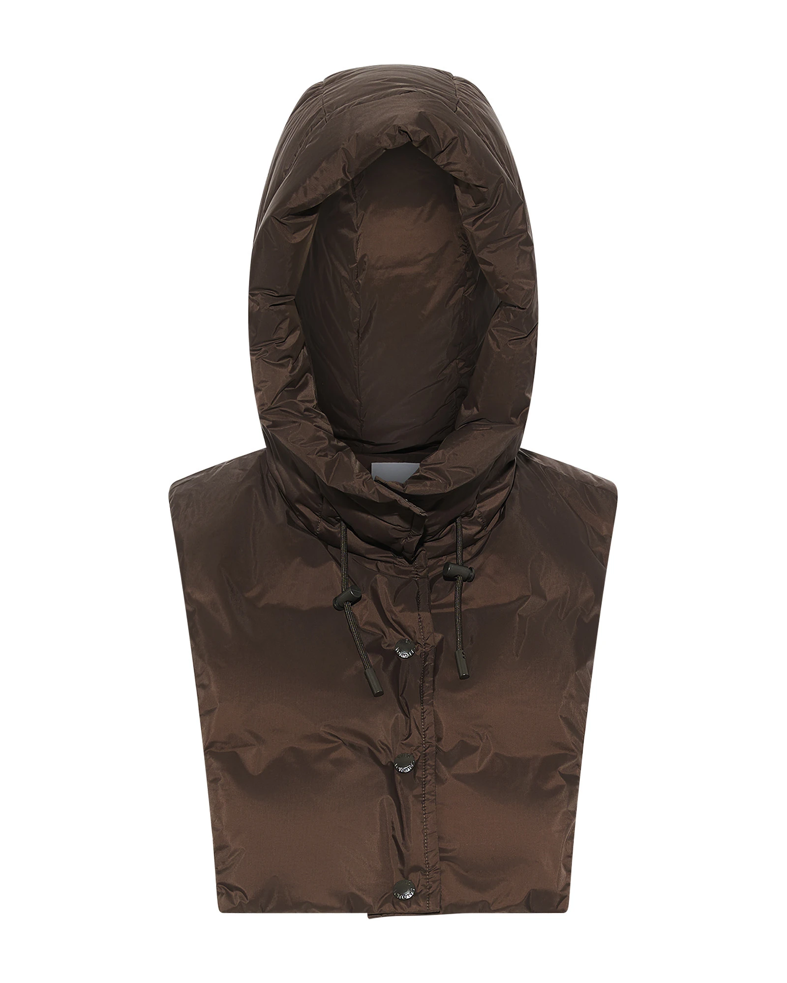 Yves Salomon Padded Hood Bib in Water-Repellent Technical Fabric in Brown Yves Salomon Padded Hood Bib in Water-Repellent Technical Fabric in Brown | Women | Luxury Shoes
