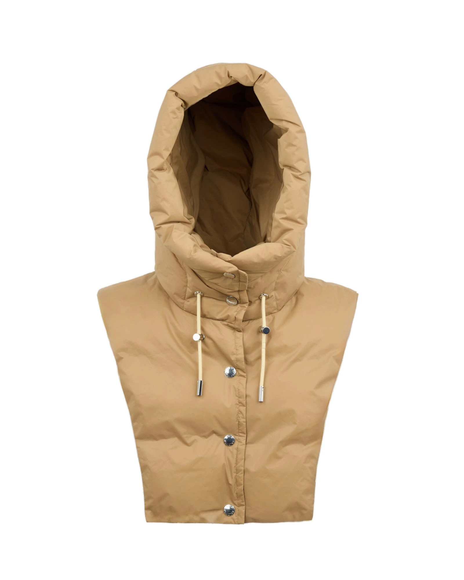 Yves Salomon Padded Hood Bib in Water-Repellent Technical Fabric in Camel Yves Salomon Padded Hood Bib in Water-Repellent Technical Fabric in Camel | Women | Luxury Shoes