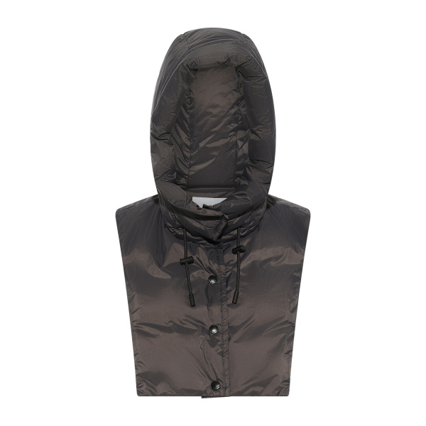 Yves Salomon Padded Hood Bib in Water-Repellent Technical Fabric in Charcoal | Women | Luxury Shoes 