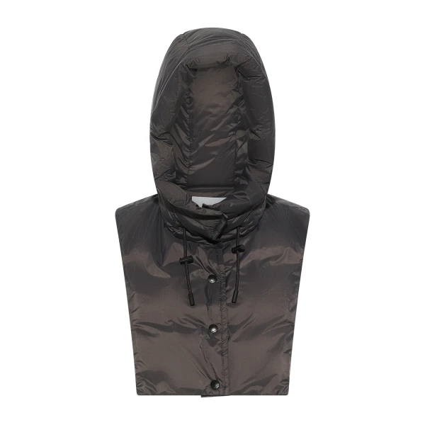 Padded Hood Bib in Water-Repellent Technical Fabric in Charcoal