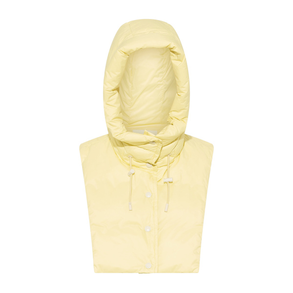 Yves Salomon Padded Hood Bib in Water-Repellent Technical Fabric in Pale Yellow | Women | Luxury Shoes 