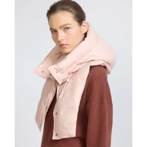 Yves Salomon Padded Hood Bib in Water-Repellent Technical Fabric in Pink | Hats | Luxury Shoes 