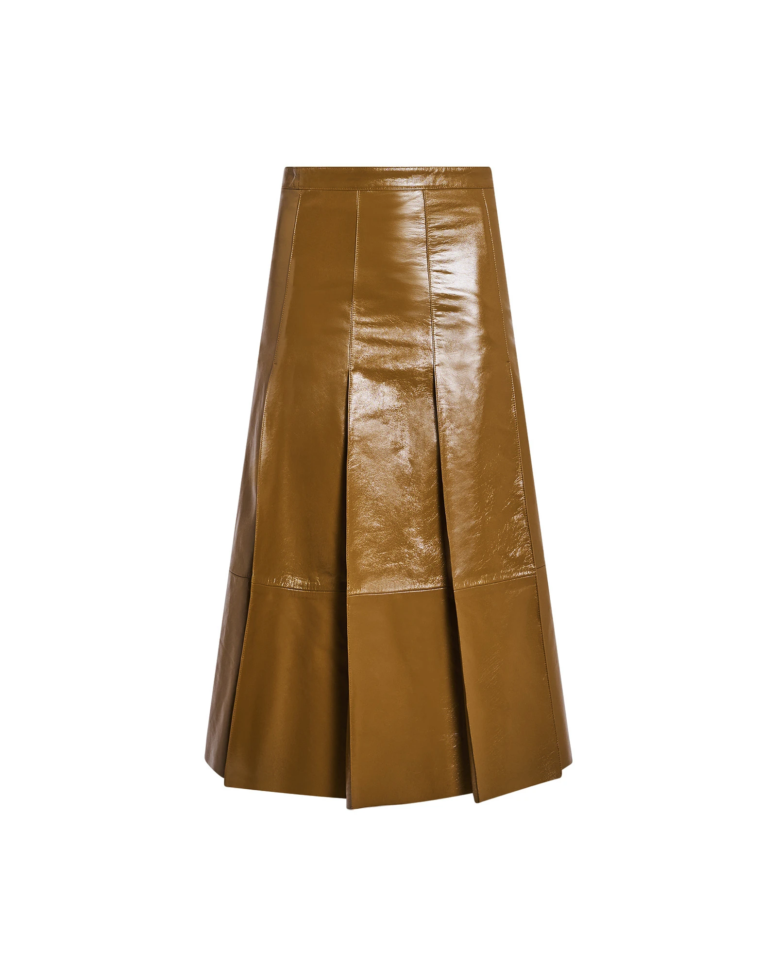 Yves Salomon Pleated Patent Lambskin Leather Skirt in Brown Yves Salomon Pleated Patent Lambskin Leather Skirt in Brown | Leather Skirts | Luxury Shoes