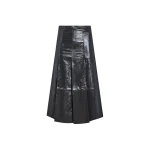 Yves Salomon Pleated Patent Lambskin Leather Skirt in Grey | Leather Skirts | Luxury Shoes 