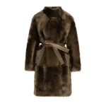 Yves Salomon Reversible Belted Coat in Toscana Lambskin in Khaki Green | Women | Luxury Shoes 