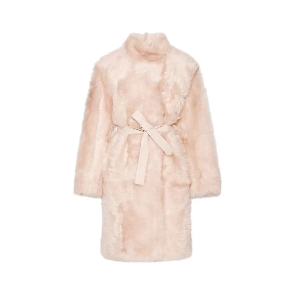 Reversible Belted Coat in Toscana Lambskin in Pink