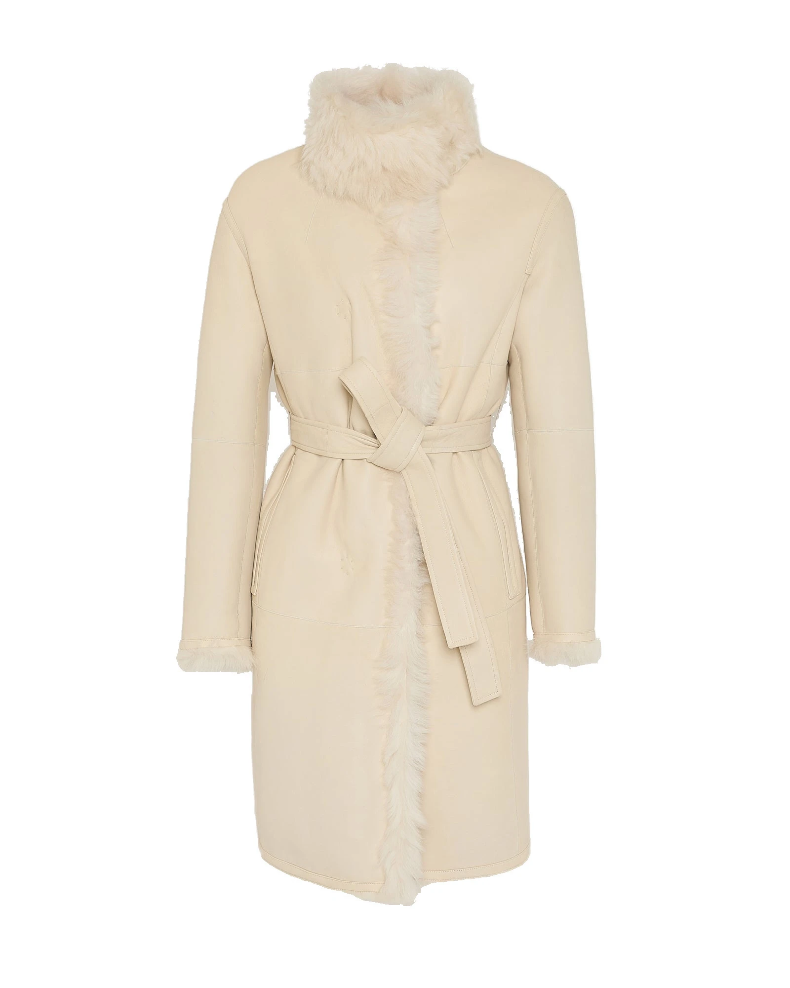 Yves Salomon Reversible Belted Coat in Toscana Lambskin in White Yves Salomon Reversible Belted Coat in Toscana Lambskin in White | Shearling Coat | Luxury Shoes