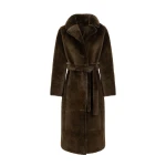 Yves Salomon Reversible Belted Long Shearling Coat in Brown | Women | Luxury Shoes 