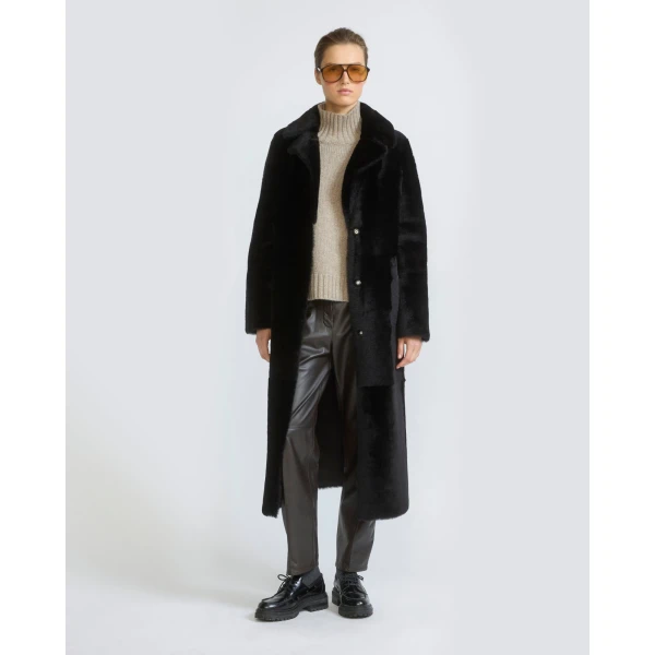 Yves Salomon Reversible Belted Long Shearling Coat in Brown | Shearling Coat | Luxury Shoes 