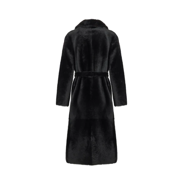 Yves Salomon Reversible Belted Long Shearling Coat in Brown | Women | Luxury Shoes 