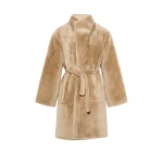 Yves Salomon Reversible Coat in Stiff Merino Lamb Shearling in Beige | Shearling Coat | Luxury Shoes 