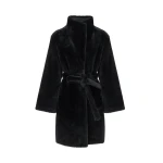 Yves Salomon Reversible Combed Lambskin Shearling Coat in Black | Shearling Coat | Luxury Shoes 