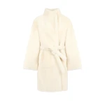 Yves Salomon Reversible Combed Lambskin Shearling Coat in White | Shearling Coat | Luxury Shoes 
