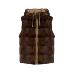 Yves Salomon Reversible Flannel and Mink Fur Sleeveless Gilet in Camel | Vests | Luxury Shoes 
